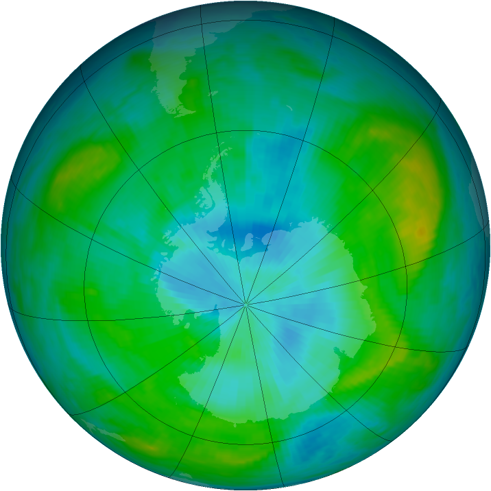 Antarctic ozone map for 14 February 1979